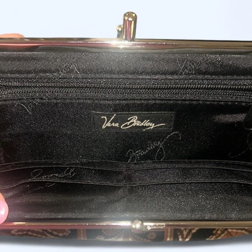 Vera Bradley Black and Brown Clutch with Ornate Design